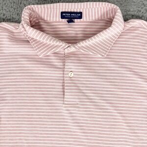 Peter Millar Crown Crafted Polo Shirt Mens 2XL Pink Striped Golf Performance